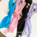 Chiffon Rose Flower Scarf Neckerchief Two-Piece Sets view 2