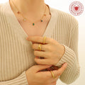 Gold Multicolor Teardrop CZ Station Pendant Necklace view 4