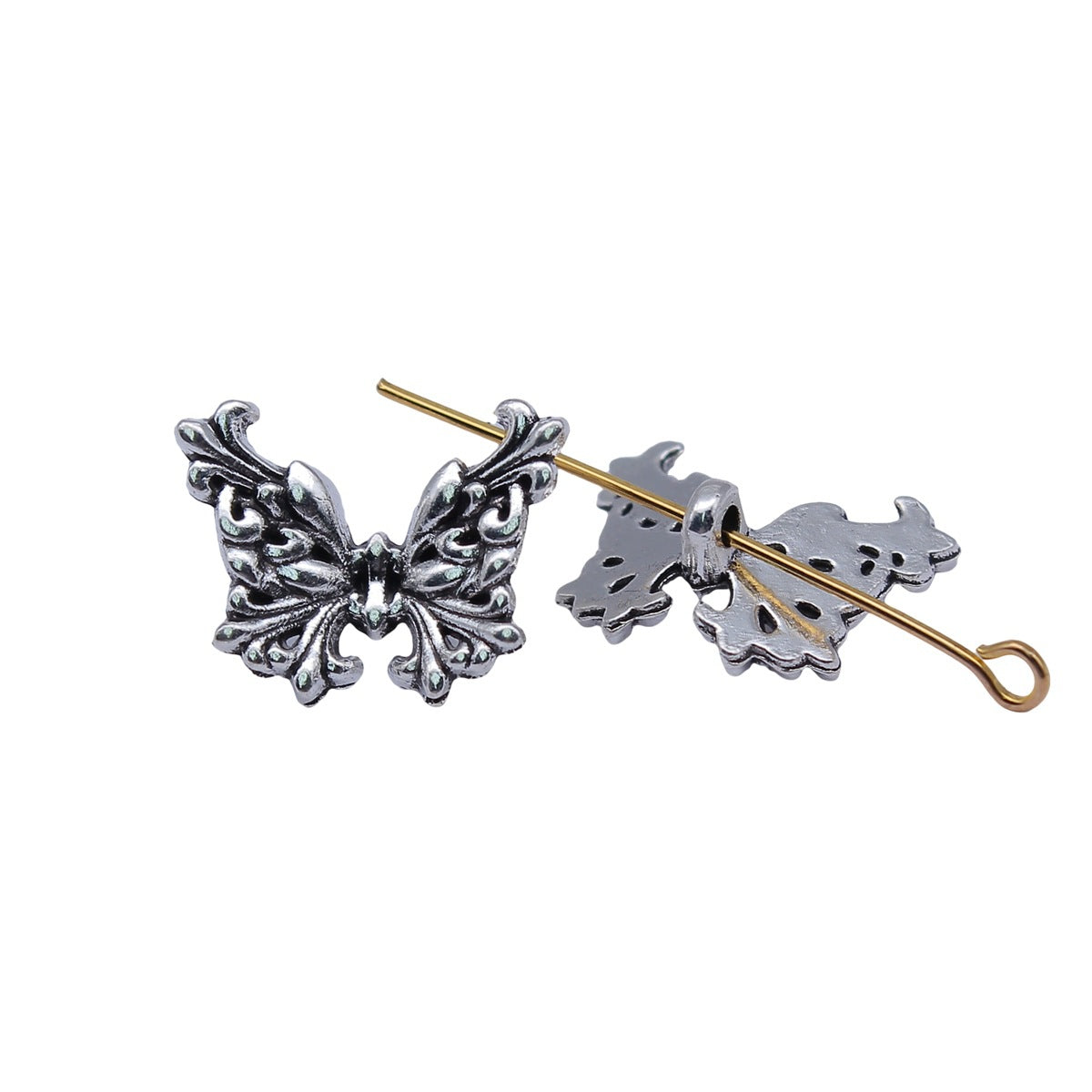 18x14mm 1.3g Antique Silver Zinc Alloy Butterfly Small Hole Spacer Beads for DIY Jewelry Making