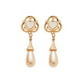 Gold Tone Heart And Pearl Teardrop Stud Earrings Fashion Earrings view 5