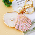Jeweled Seashell Keychains in Three Colors with Pearl and Loop Options view 6