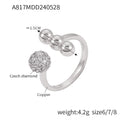 Open Ball Ring With Pave Sphere And Beads Gold Or Steel view 7