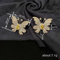 Silver Tone Two Color Crystal Butterfly Stud Earrings view 4