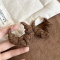 Chunky Yarn Wrapped Hoop Earrings in Brown and Cream view 6
