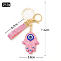 Rhinestone Hamsa Hand Evil Eye Keychain Color Strap Options view 4