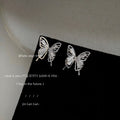 Silver Crystal Inlay Hollow Butterfly Stud Earrings view 3