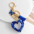 Resin Chip Heart Charm Keychain with Evil Eye Rhinestone and Tassel Accent view 7
