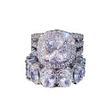 Oversized Square Halo Two-Ring Set In Four Stone Colors view 5
