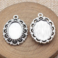 Scalloped Oval Cabochon Tray In Antique Silver And Antique Bronze For Jewelry Making view 2
