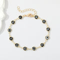 Gold Tone Multicolor Round Evil Eye Link Chain Bracelets view 6