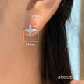 Two Tone Silver Gold Pavé Double Star Stud Earrings view 4