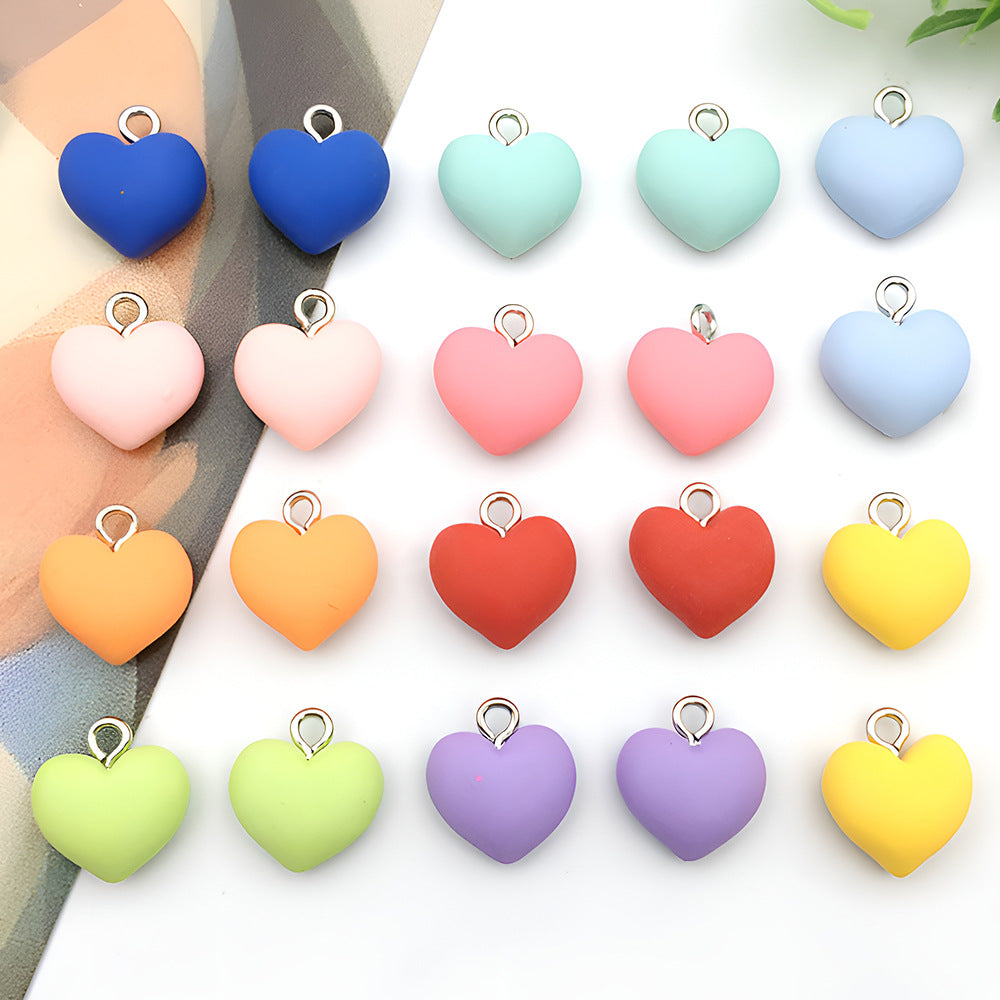 Resin Colorful Heart Charm Pendant for DIY Earrings Keychain Necklace Jewelry Making