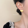 Brushed Irregular Plate Stud Earrings Gold and Silver Tone view 2