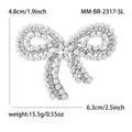 Pearl and Crystal Loop Bow Brooch in Gold or Silver Tone view 7