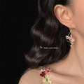 Gold Tone Translucent Pink Grape Cluster Hook Earrings For Women view 2