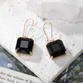 Square Asscher Cut Crystal Dangle Earrings Gold Hooks 5 Colors view 3