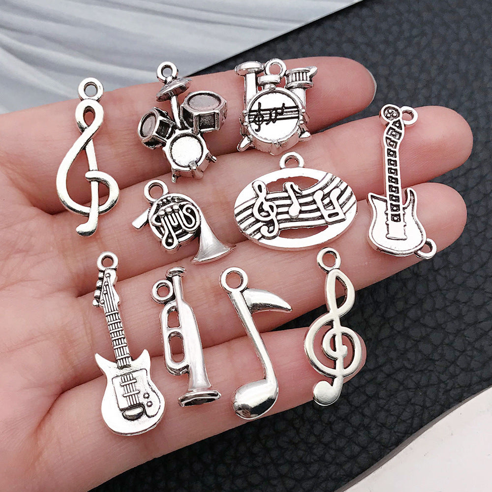 Antique Silver Zinc Alloy Musical Instrument Charm Pendants for DIY Necklace Bracelet Keychain