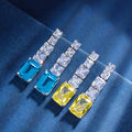 Silver-Tone Long Square Drop Earrings with Yellow or Blue Stone view 2