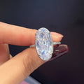 Oversized Oval Solitaire Pave Band Ring In Silver Tone view 3