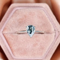 Silver Tone Pear Cabochon Mottled Stone Thin Band Ring view 2
