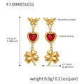 Butterfly Heart Clover Drop Earrings Red Blue Green Gold view 6