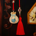 Mixed Heart and Pearl Fortune Pouch Car Hangers plus One Plain Red Tassel view 4