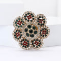Round Crystal Flower Brooch with Antique Gold Petal Setting view 2