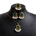 Antique Gold Pearl Drop Jewelry Sets Rectangular Gems view 8