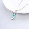 Silver Celtic Knot Simulated Opal Pendant Box Chain Necklace view 3