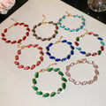 Oval Faceted Crystal Bracelets in Eight Bright Color Styles view 4