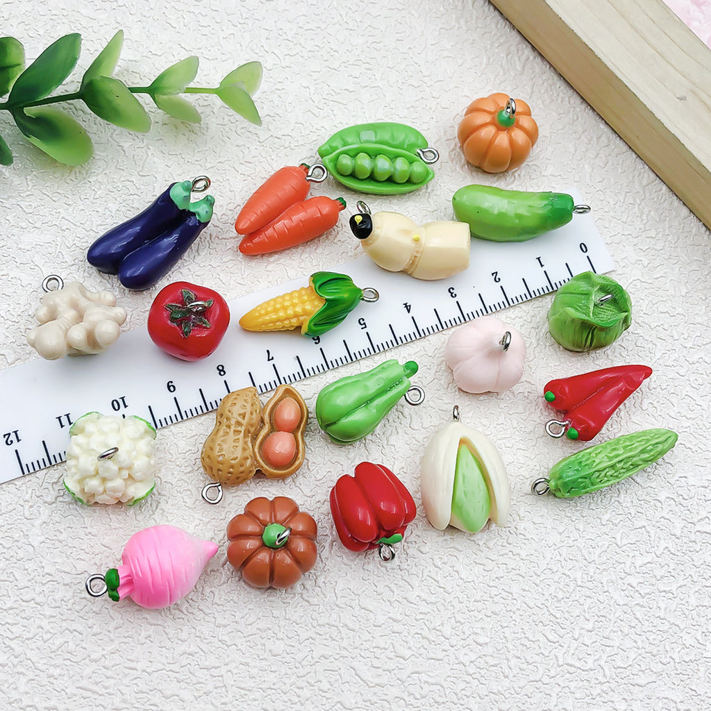 Acrylic Mini Vegetable Food Charm Pendant for DIY Keychain Necklace Earrings Making