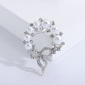 Pearl Circle Crystal Bow Brooch Gold and Silver Tone view 7