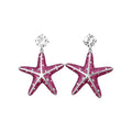 Crystal Starfish Dangle Stud Earrings in Two Colors view 5