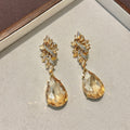Floral Cluster Teardrop Earrings in Silver and Gold Tone view 7