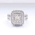 Rectangular Baguette Cluster Signet Ring In Polished Silver Tone view 2