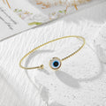 Blue and White Evil Eye Open Cuff Bracelets in Eight Finish Options view 10
