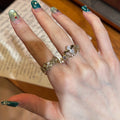 Champagne Gold Filigree Butterfly Open Rings Crystal Set view 3