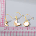 Gold Tone Long Crystal Hook Earrings with Geometric Charms view 4