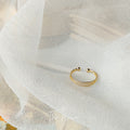Gold Tone Triple Band Open Adjustable Ring Textured Lines view 1