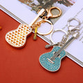 Jeweled Guitar Keychains in Red and Blue Pictured Colors view 4