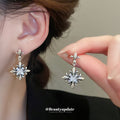 Antique Tone Iris Flower Stud Earrings in Gold and Silver view 3