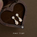 Gold Tone Clear Round And Teardrop Faceted Stone Drop Stud Earrings view 4