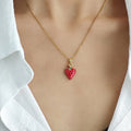 Red Enamel Strawberry Pendant Necklace In Four Styles view 2