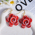 Leopard Pattern Layered Flower Gold Tone Hook Earrings view 4
