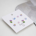 Tulip Butterfly and Flower Seven Pair Stud Earring Set view 2