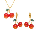 Red Cherry Pendant Necklaces and Hoop Earrings in Twelve Styles view 5