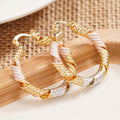 Tricolor Rope Twist Hoop Earrings in Tricolor Metals view 2