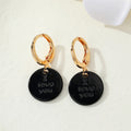 Gold Tone I Love You Disc Huggie Drop Earrings in Five Colors view 4