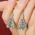 Multicolor Crystal Christmas Tree Drop Hook Earrings view 5