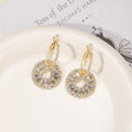 Crystal Look Open Round Medallion Huggie Dangle Earrings view 3